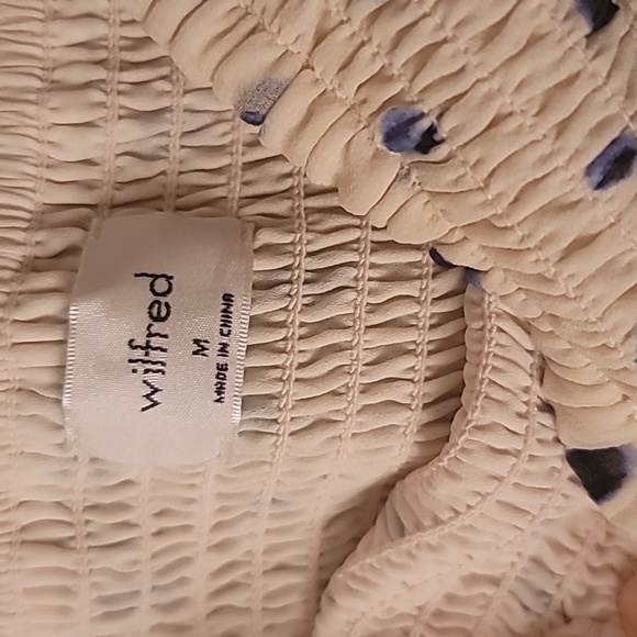 Aritzia Wilfred Eldorado White with Navy Silk Dress - Picture 8 of 9